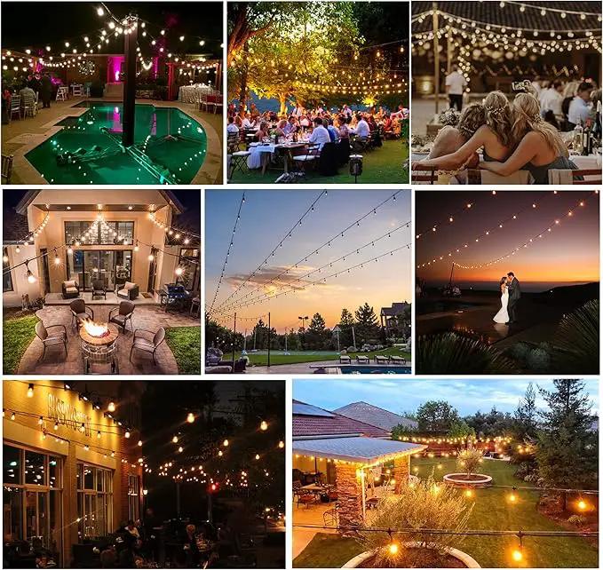 DAMAING Outdoor String Lights 150 FT Patio Lights String with 75 Dimmable ST38 Plastic LED Bulbs,Vintage Shatterproof Edison String Lights Waterproof for Bistro Balcony Backyard and Gazobos. by GreenHaven Gardens