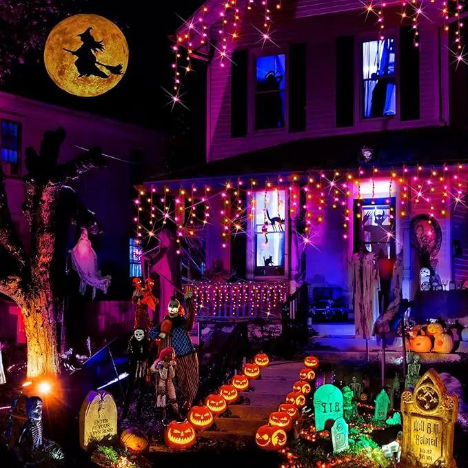 Hezbjiti 2Pack Total 800LED Halloween Lights Purple Orange Icicle Lights 32.8FT Halloween String Lights Outdoor Decoration 8 Modes 75 Drops Fairy Lights for Eaves Party Yard Garden Halloween Decor by GreenHaven Gardens