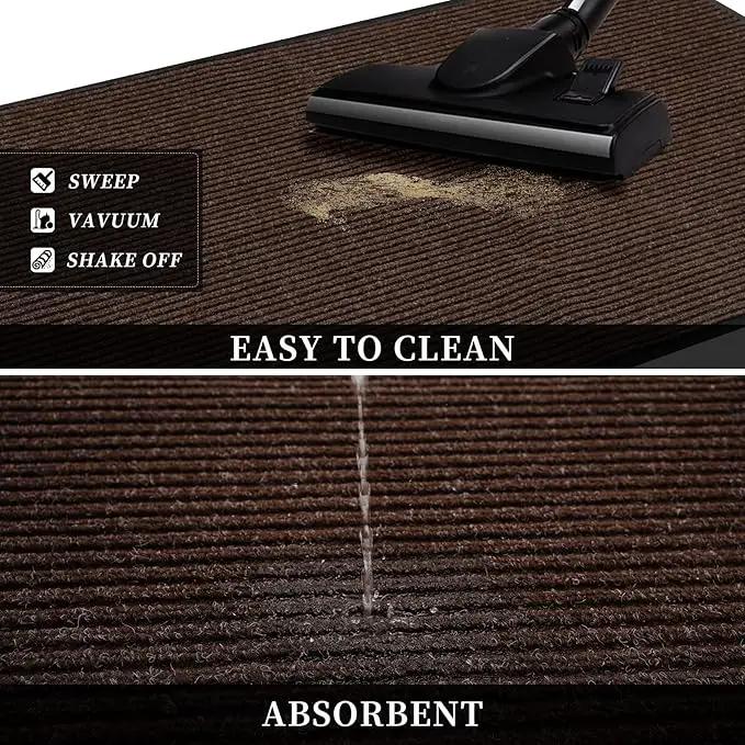 Low Profile Rubber Door Mat, 72x48inch, Heavy Duty, Entrance Doormat, Indoor and Outdoor, Waterproof, Easy Clean Shoe Scraper, Home Rug Welcome Mats for Entryway, Patio, Porch, Brown by GreenHaven Gardens
