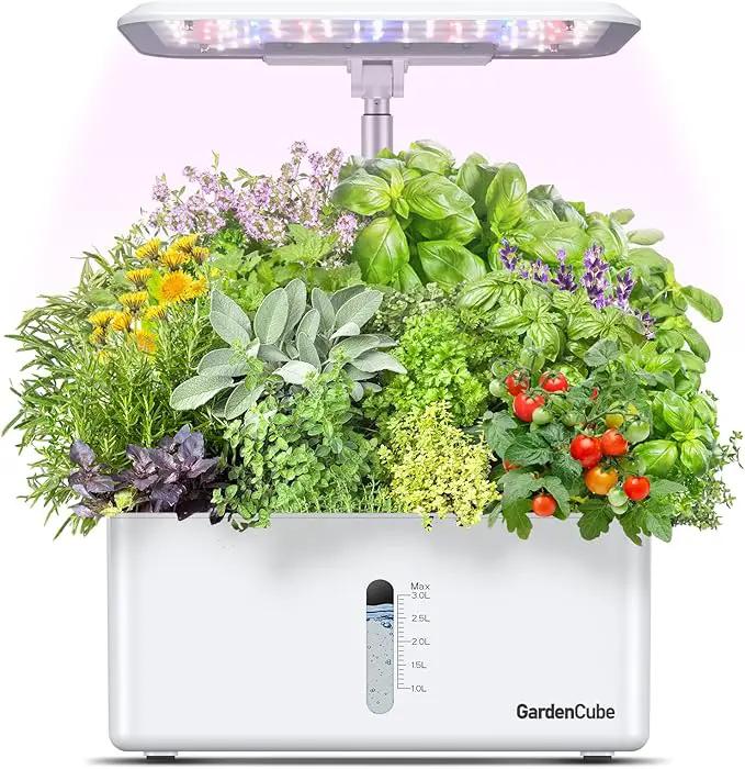 Hydroponics Growing System Garden: 8 Pods Indoor Herb Garden with Grow Light Plants Germination Kit Quiet Automatic Hydroponic Height Adjustable - Gardening Gifts for Women Kitchen White by GreenHaven Gardens
