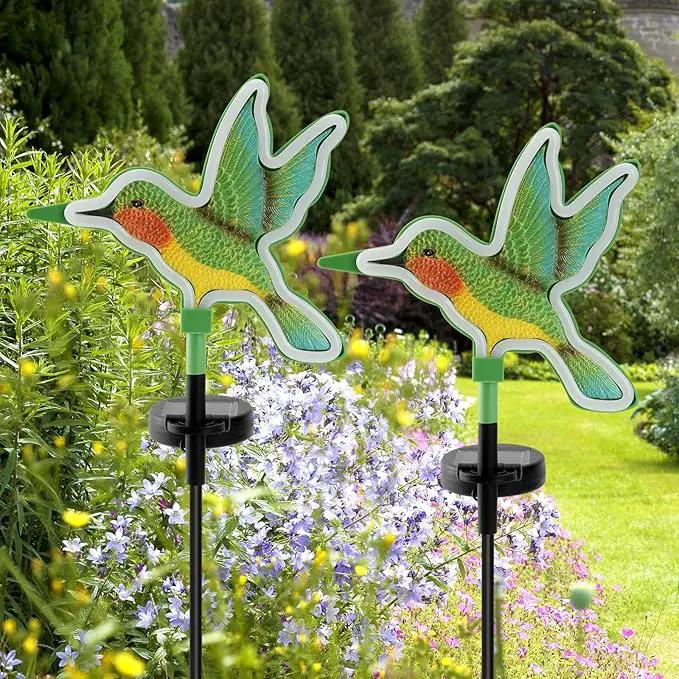 Hummingbird Solar Garden Decor,Hummingbird Outdoor Solar Lights,LED Hummingbirds Light Outside,Solar Garden Lights, Outdoor Decorations for Yard and Patio Pathway Lawn (2 Pack) by GreenHaven Gardens