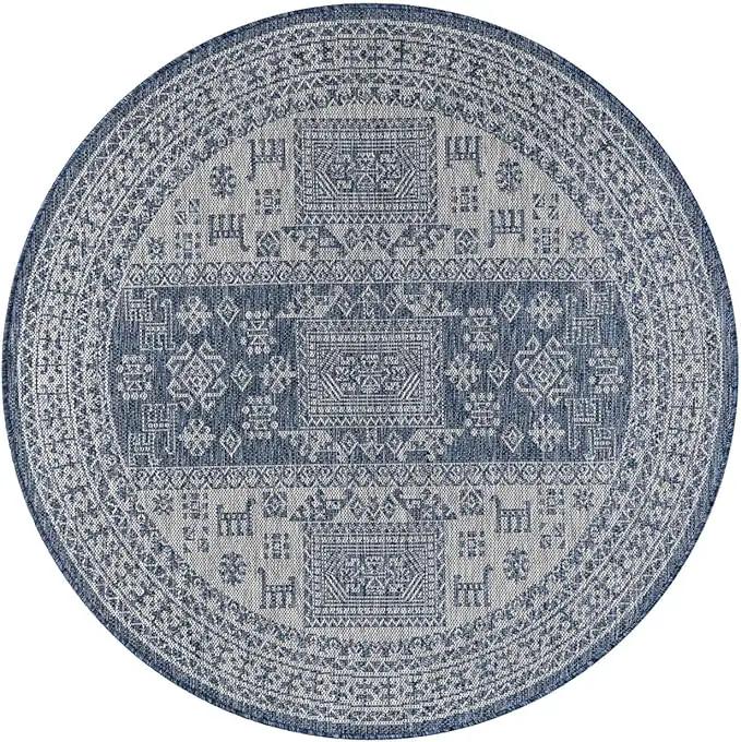 Keen Home Design Terrace Outdoor Round Rug - 8ft Round Washable Indoor/Outdoor Rug for Patio, Kitchen, Balcony, Beach, Garden, Deck and Porch, Size: 7'7" Round by GreenHaven Gardens