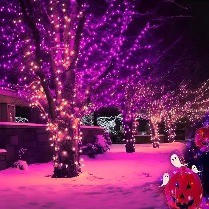6-Pack Solar String Lights, 600 LED Extra-Long 236Ft Solar Halloween Lights Outdoor Waterproof, 8 Modes Led Halloween Lights for Garden, Patio, Wedding(Purple & Orange) by GreenHaven Gardens