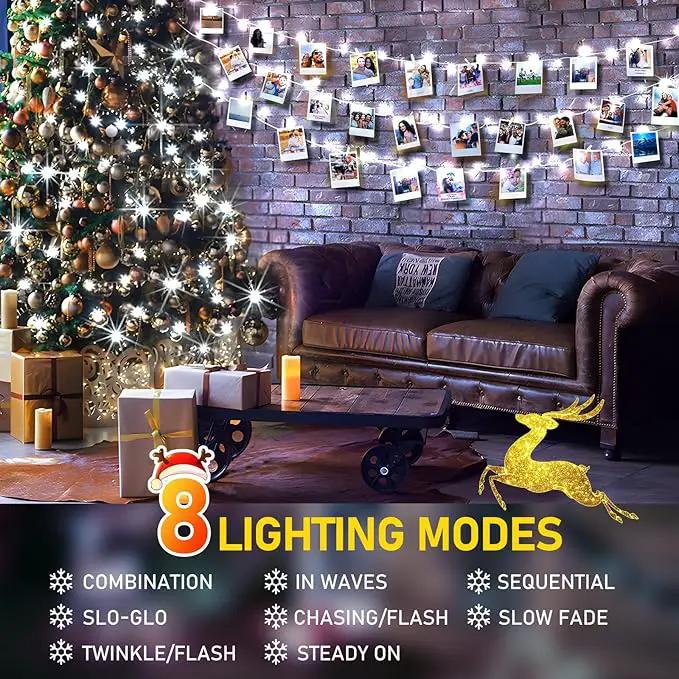KNONEW Christmas String Lights Indoor Plug in,60FT 180LED Outdoor Waterproof Fairy Lights,8 Lighting Modes,Timer Memory Function for Bedroom Patio Balcony Party (Cool White) by GreenHaven Gardens