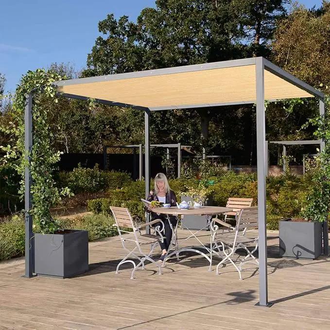 Eden's Decor Straight Flat-Edged Sun Shade Sail Rectangular 12' x 13' Beige UV-Blocking Outdoor Canopy Fabric Cloth Awning for Pergola Patio Garden Backyard Custom Size by GreenHaven Gardens