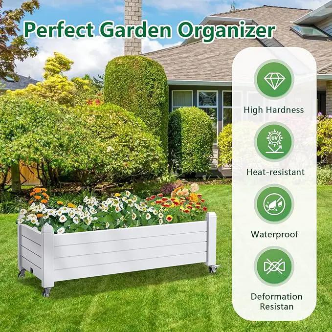 Elevated Raised Garden Bed with Legs,Outdoor Large Resin Patio Planter Box Stand Divisible with Drain Plug,Water Monitor for Plants Vegetables Flowers Fruits(Ashen) by GreenHaven Gardens