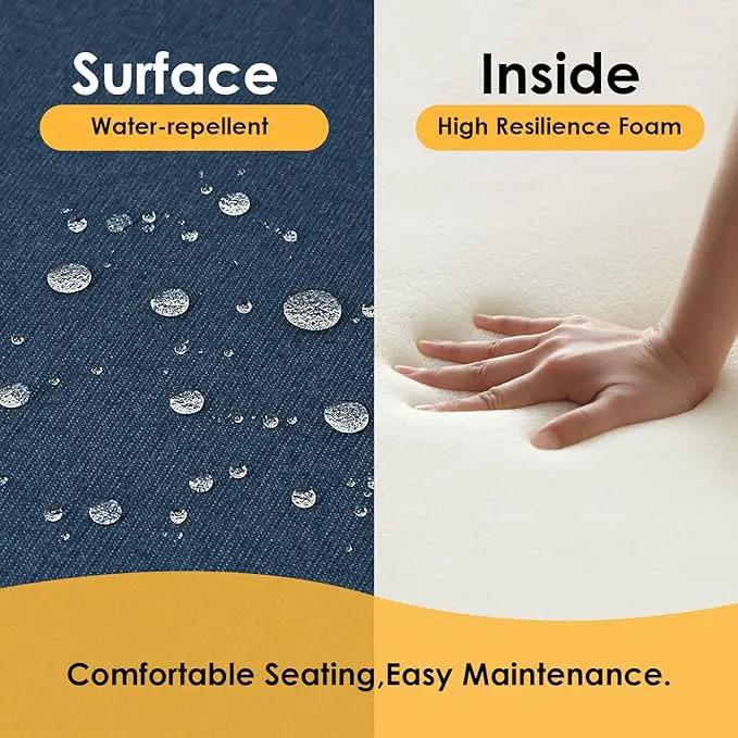 Outdoor Sunbrella Square Corner Seat Cushion, 19"x19"x3", Set of 4, Non Slip Seat Cushion Pads with Removable Cover for Patio Furniture, Garden Yard Lawn, Specrtum Indigo by GreenHaven Gardens