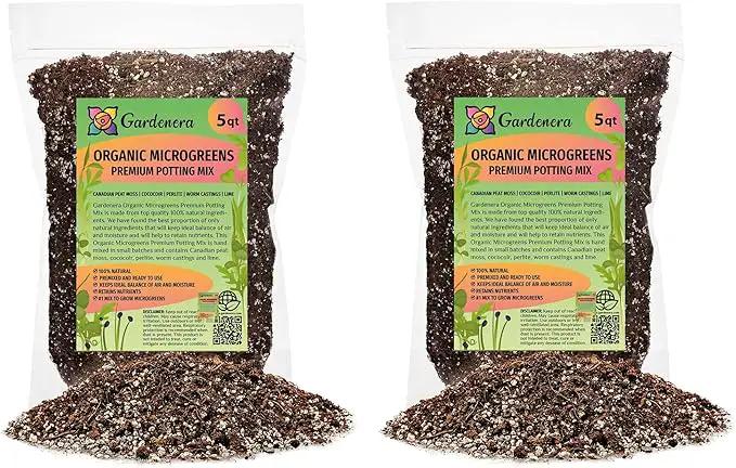 Organic Microgreens Premium Potting Mix by Gardenera - 10 Quart - Sustainably Sourced Ingredients for Eco-Friendly Gardening - (2 Bags of 5QT) by GreenHaven Gardens