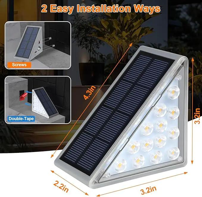 Solar Step Lights for Outside Waterproof IP67, Outdoor Stair Lights 2 Pack, Solar Stair Light Outdoor LED Outdoor Step Lights Decor for Deck, Front Step, Patio, Garden by GreenHaven Gardens