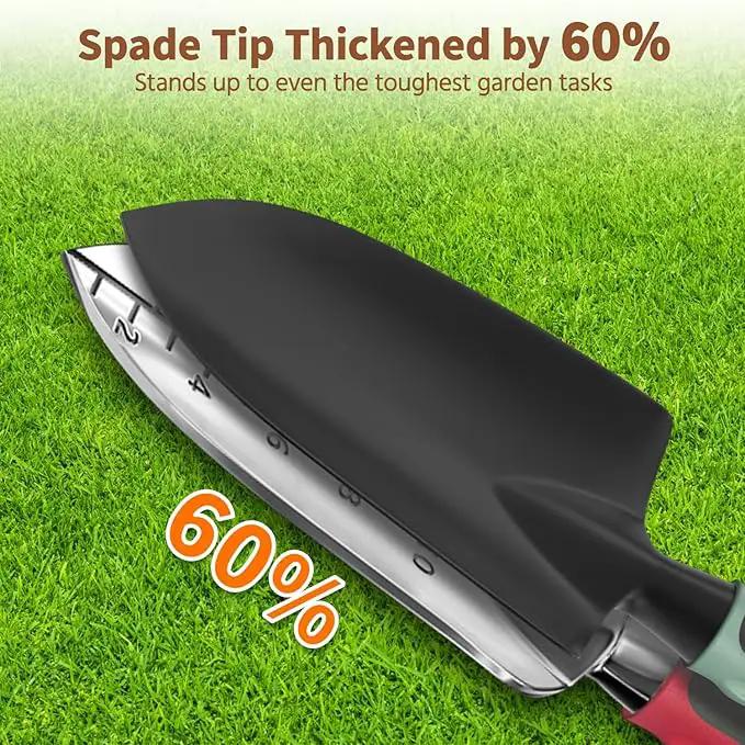 LASZOLA 3 Piece Garden Tool Set Include Hand Trowel Rake and Transplant Shovel for Women, Indoor Heavy Duty Small Spade Kit with Ergonomic Handle to Weed and Loosen, for Mom and Plant Beginner, Red by GreenHaven Gardens