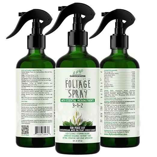 Peace Lily Foliar Spray - 3-1-2 Plant Fertilizer - Premium Spray for Indoor Plants with Essential Nutrients - Peace Lily Plant Food & Fertilizer - Ready-to-Use (8 OZ) by GreenHaven Gardens
