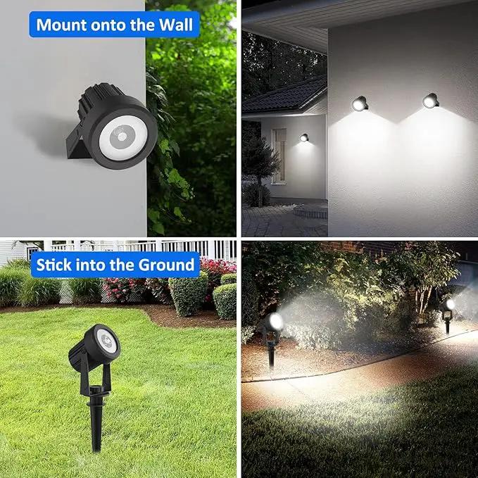 T-SUNUS Solar Garden Spotlight White Outdoor, 4-in-1 Solar Spot Lights 6000K IP65 Waterproof 9.8ft Cable, 5W Separated Solar Panel, Auto On/Off for Tree Patio Yard Driveway Pathway Pool Area by GreenHaven Gardens