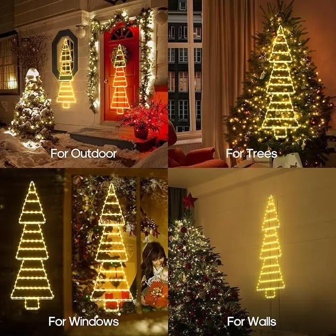LED Christmas Lights Outdoor, 4.6ft Ladder Lights, Plug-in Christmas Tree Hanging Lights, Waterproof 8 Light Modes Christmas Decoration Lights for Indoor, Wall, Window, Garden - Warm White by GreenHaven Gardens