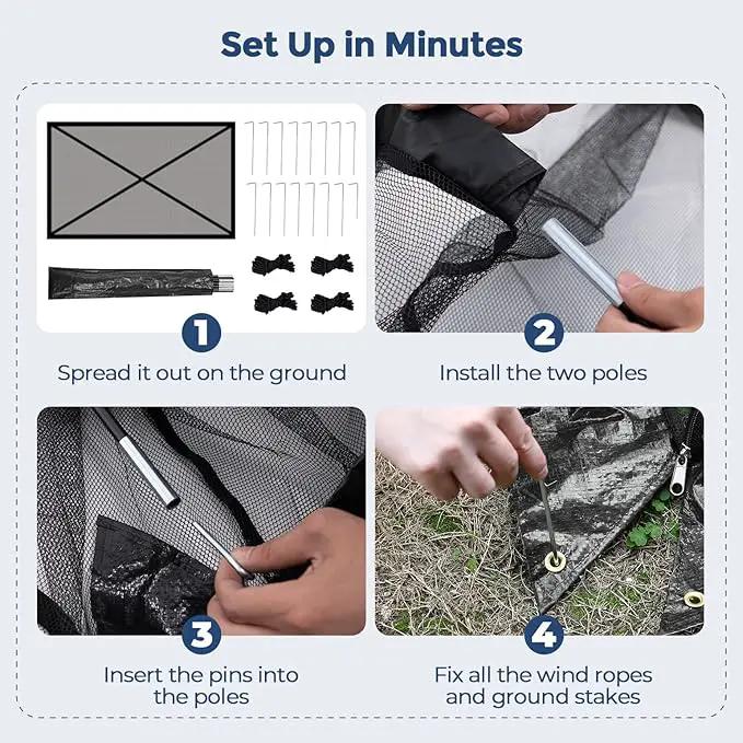 DEERFAMY Pond Net Dome, 10×14 FT Pond Cover with 2 Doors, Pond Mesh Tent with 4 Ropes, 16 Stakes, and Fiberglass Poles, Pond Netting for Koi, Outdoor Ponds, Pool and Gardens, Black by GreenHaven Gardens
