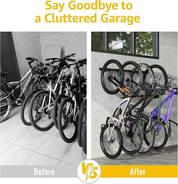 monTEK Enhanced Bike Storage Rack, Adjustable 4-Bike and 2-Helmet Hangers for Indoor Bike Storage, Customizable for Various Bike Sizes, Heavy-Duty Steel Bike Wall Mount, Max Load 265lbs, 48-in by GreenHaven Gardens