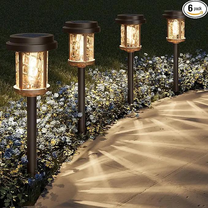 XMCOSY+ Solar Pathway Lights, Garden Solar Lights, 20 LM LED Glass Water Lens, IP65 Waterproof Solar Powered Light for Outside Driveway Walkway Landscape Backyard Sidewalk (‎Black & Brown) by GreenHaven Gardens