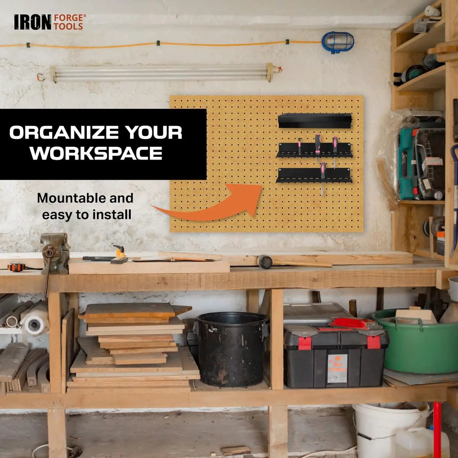 Metal Hand Tool Organizer, Hammer & Pliers and Screwdriver Storage Rack - Wall Mounted Holder for Workshop, Organizer and Storage by GreenHaven Gardens