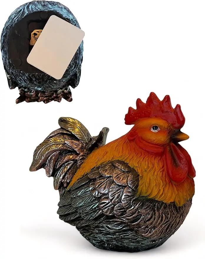Rooster Garden Statue Quietly Holds a Hidden Key Outside for Your House or in Your Kitchen for Your Car by GreenHaven Gardens