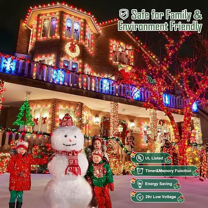 Heceltt 1140 LED 449 FT String Lights Outdoor, 8 Modes Christmas Lights Plug in, IP44 Waterproof Led String Lights with Timer and Memory for Xmas Yard Party Decorations (Red and Warm White) by GreenHaven Gardens