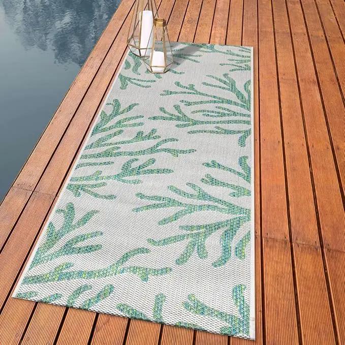 Keen Home Design Terrace Outdoor Runner Rug - 2x8 Washable Indoor/Outdoor Rug for Patio, Kitchen, Balcony, Beach, Garden, Deck and Porch, Size: 2'2"x7'7" by GreenHaven Gardens