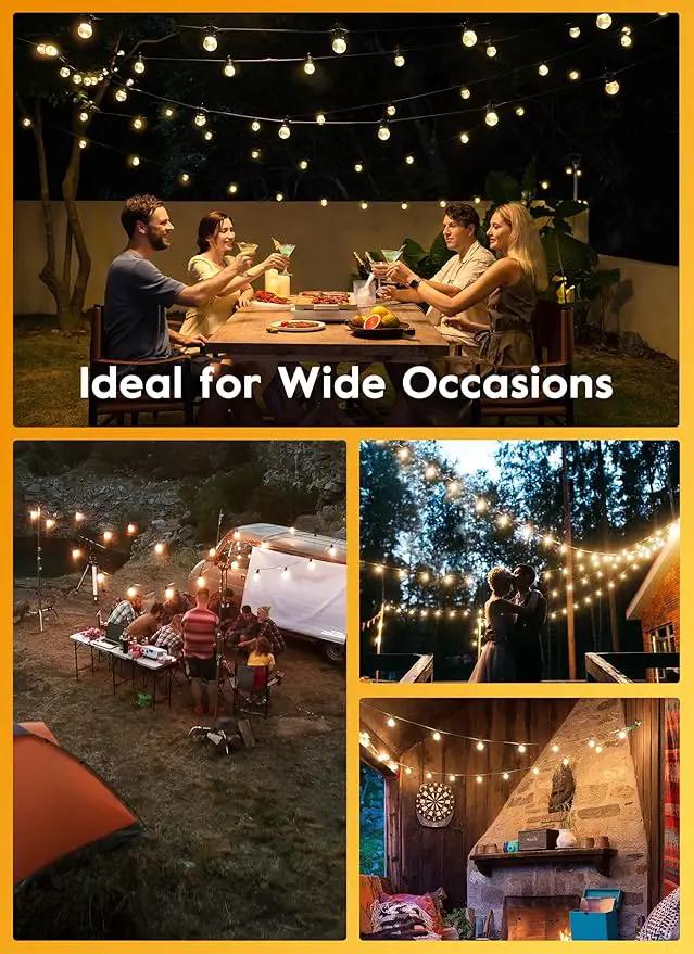 Brightown G40 Led Replacement Light Bulbs, 1W Shatterproof Globe Plastic Bulb Fits E12 or C7 Candelabra Screw Base, 1.5 Inch Dimmable Light Bulbs for Indoor Outdoor Patio Decor, Warm White, 50 Pack by GreenHaven Gardens