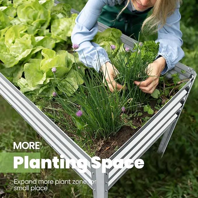 KING BIRD Raised Garden Bed with Legs Galvanized Large Elevated Planter Box for Backyard, Patio, Balcony, 600lb Capacity, Silver 70.9x22.8x31.5 in by GreenHaven Gardens