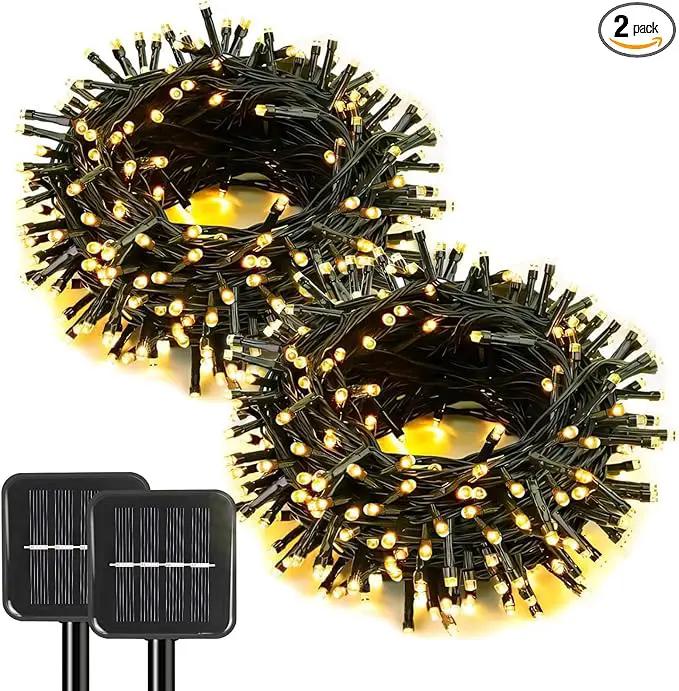 2 Pack Solar String Lights Outdoor, 200 LED Extra-Long 78 FT Solar Lights Outdoor with 8 Lighting Modes, IP65 Waterproof for Garden, Patio, Xmas, Balcony, Wedding, Party (Warm White) by GreenHaven Gardens