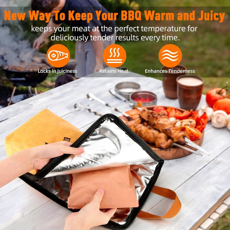 BBQ Blanket for Resting Meat,Smoker Meat Resting Blanket, Reusable Smoker Grilling Meat Insulated Resting Bag with Wide Mouth for Large Brisket/Beef/Pork Shoulders/Turkeys (BBQ Blanket 15in) by GreenHaven Gardens