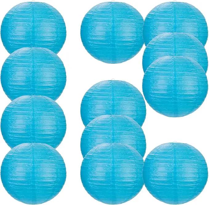 Chinese Style Paper Lanterns, Set of 12, Suitable for Party Decoration (Blue, 12in) by GreenHaven Gardens
