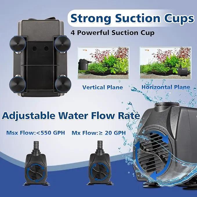 Submersible Water Pump, 660GPH 45W Ultra Quiet Fountain Pump (2500L/H), with 4 Nozzles 8.2ft High Lift for Aquarium, Fish Tank, Pond, Waterfall, Outdoor, Statuary, Hydroponics by GreenHaven Gardens