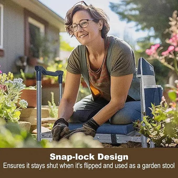 K5 Foldable Kneeler Seat - Heavy Duty (Detachable Cloud Kneeler Pad) - Garden Stool - 2 Large Tool Bags - Portable Bench for Indoor & Outdoor by GreenHaven Gardens