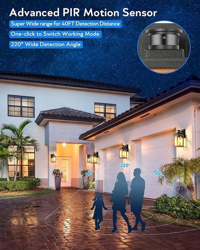 VIANIS Motion Sensor Outdoor Lights, Dusk to Dawn Outdoor Lighting for House, Wood Grain Garage Lights, Lantern Wall Mount, Waterproof Porch Sconce for Entryway, with Anti-Rust, Weather Resistant by GreenHaven Gardens