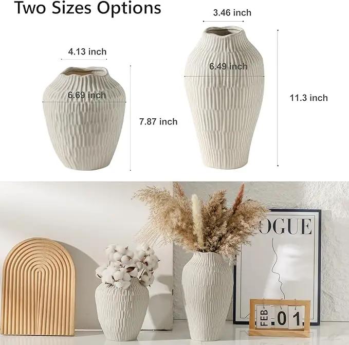 Ceramic Vase for Home Decor,11.6 Inch Flower Vases,Decorative Blue Vase for Pampas Grass,Modern Art Texture Vases for Home Entryway Living Room Dining Table Farmhouse Office Decor(Grey) by GreenHaven Gardens