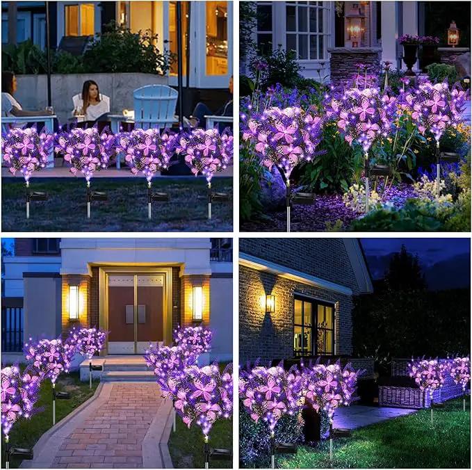 Solar Garden Lights Outdoor, 2 Pack Purple Lavender Solar Butterfly Lights Gardening Gifts for Women, Solar Artificial Flower with Butterfly Purple Garden Decor for Lawn Patio by GreenHaven Gardens