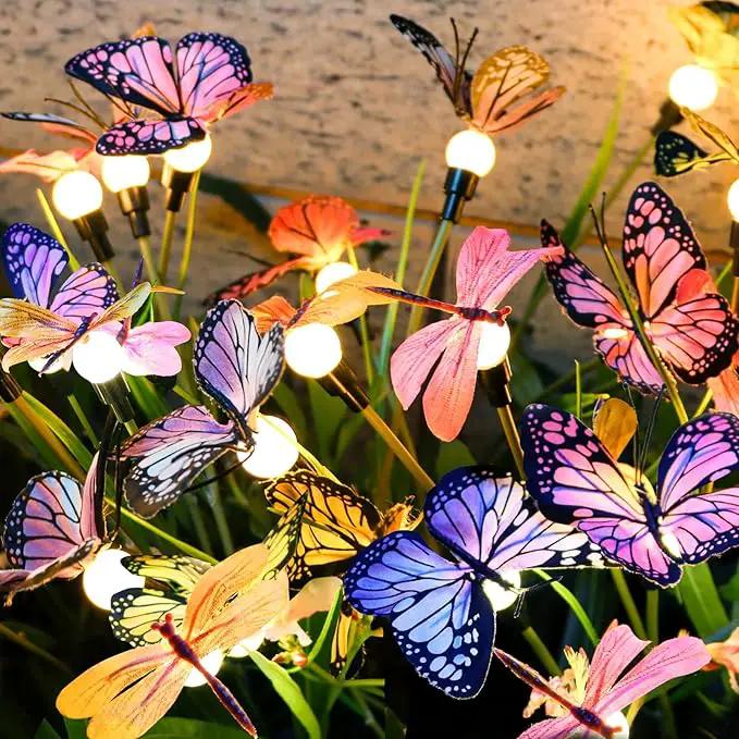 Aiscool Solar Garden Lights, Swaying Dance Butterfly Light Outside, Solar Outdoor Lights,Yard Patio Pathway Lawn Summer Decoration,Realistic Butterflies & Dragonflies(2 Pack) by GreenHaven Gardens