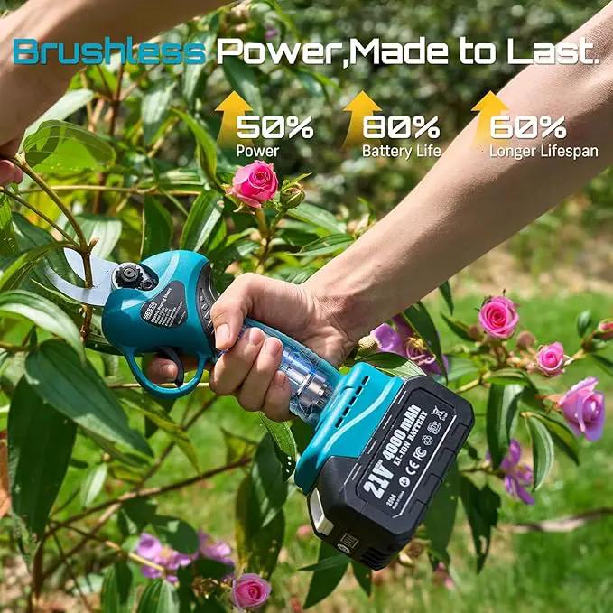 Seesii 2-in-1 Electric Pruning Shears with Pole, 15Ft Reach, 1.2" Cutting Diameter, 21V 4000mAh Battery, Cordless Pruner with Brushless Motor for Orchard, Flower, Branch, Tree Trimming by GreenHaven Gardens