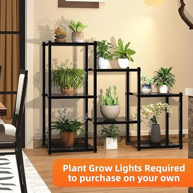 Simple Trending Plant Stand Indoor Outdoor, Heavy Duty Metal Waterproof 7 Tiered Plant Shelf for Multiple Flower Planter Holder Tall Large Rack, Black by GreenHaven Gardens