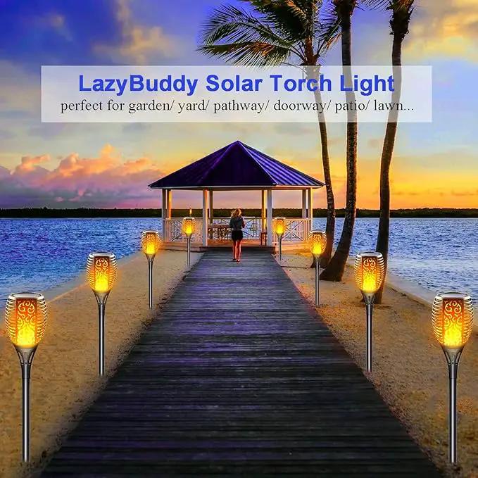 Solar Torch Lights Outdoor, Realistic Flickering Flame Solar Tiki Torches, 3-in-1 Fire Effect Hanging Lanterns with Detachable Hook, Auto On/Off for Garden, Pathway Lighting (4 Pack) by GreenHaven Gardens