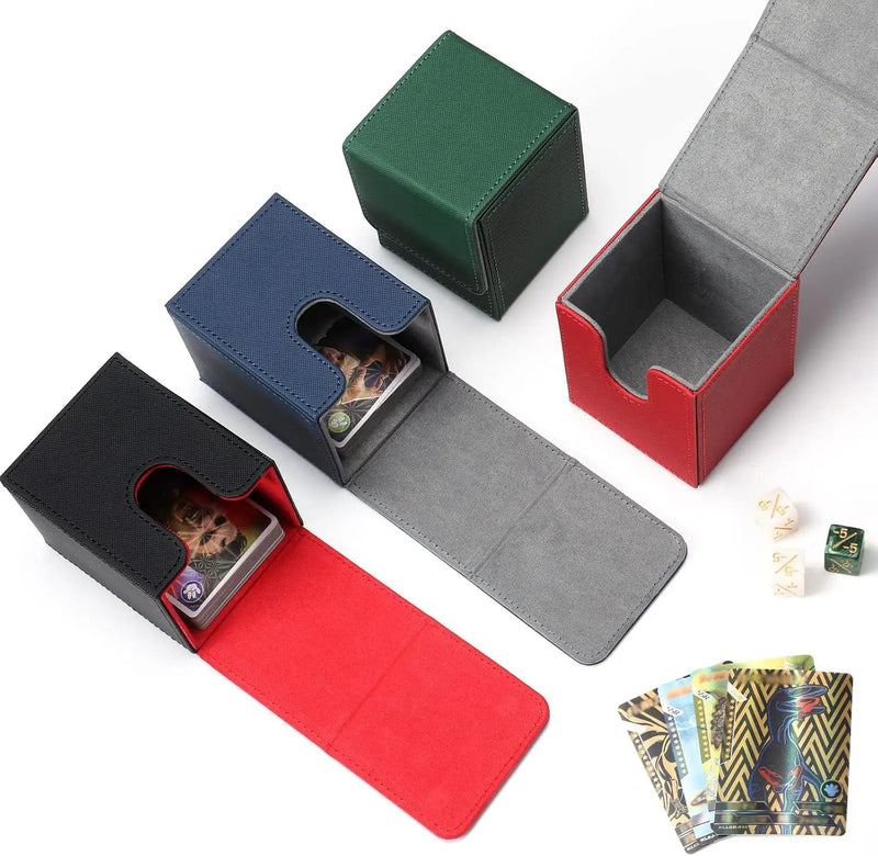 Yookeer 4 Pieces Leather Deck Card Boxes Cards Deck Game Box for Collectible Playing Card Box Compatible with MTG Commander(Black and Red, Green, Blue, Red,Vertical) by GreenHaven Gardens