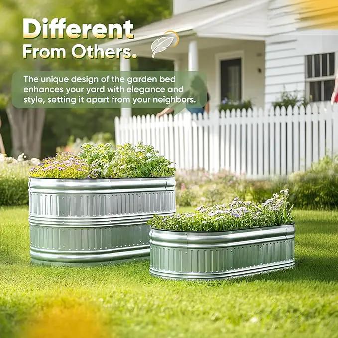 KING BIRD Raised Garden Bed Kit 2025 Upgraded Modular DIY Galvanized Planter Garden Box Outdoor for Gardening, Vegetables, Flowers, Elegant Roman Column Design, 47x24x12 in, Silver by GreenHaven Gardens