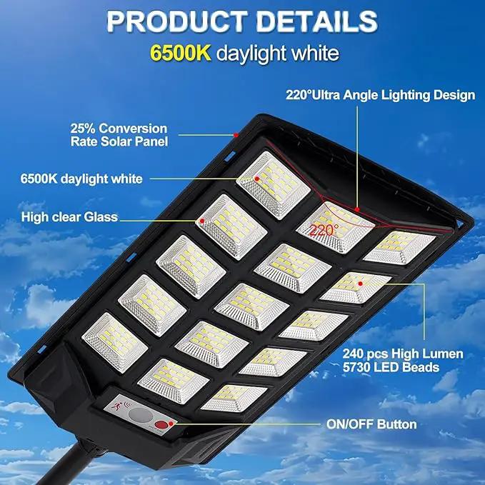 Solar Lights Outdoor,IP66 Waterproof Solar Street Lights with Motion Sensor & Remote,6500K Dusk to Dawn Street Lamps for Parking Lot/Yard/Garden(2 Pack) by GreenHaven Gardens