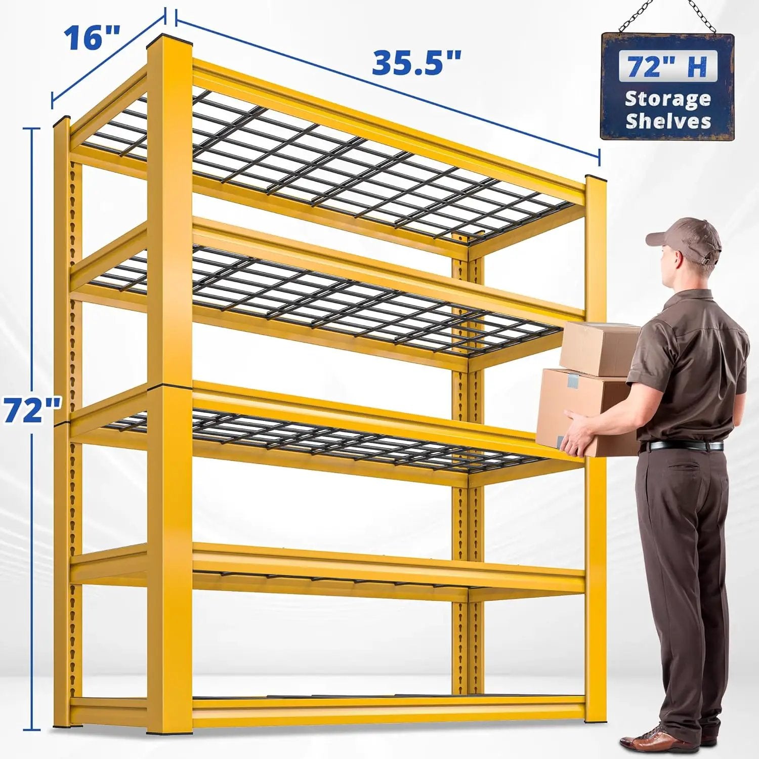 REIBII 72''H Garage Shelving 3010 LBS Storage Shelves Adjustable Metal Shelving 5 Tier Metal Shelves for Storage Industrial Shelf for Kitchen Pantry Warehouse Basement 72" HX35.5 WX16 D by GreenHaven Gardens