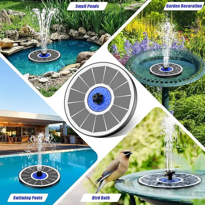 SZMP Solar Fountain Upgrade, 3.5W Solar Powered Bird Bath Fountains with Flower, Outdoor Water Feature Solar Pump with 7-in-1 Nozzles, 4 Fixed Pipes for Humingbirds, Garden, Pool, Pond, and Fish Tank by GreenHaven Gardens