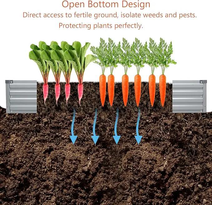 8x4x1ft(2 Pack) Galvanized Raised Garden Bed,Outdoor Planter Box Metal Patio Kit Planting Bed for Vegetables Flowers and Succulents,Silver by GreenHaven Gardens