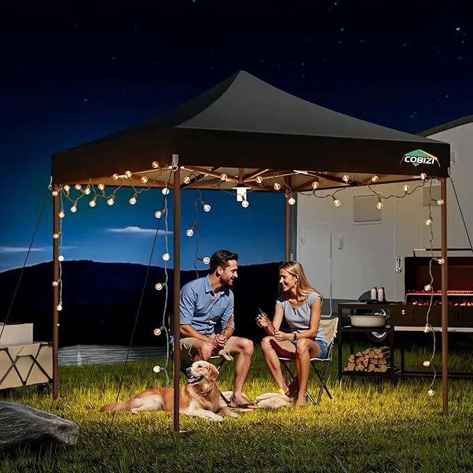 COBIZI 10x10 Pop Up Canopy Tent Heavy Duty with 4 Sidewall, Commercial Outdoor Easy Pop Up Gazebo for Party Wedding All Weather Waterproof UV 50+ with Carry Bag(Leg Upgraded),Black by GreenHaven Gardens