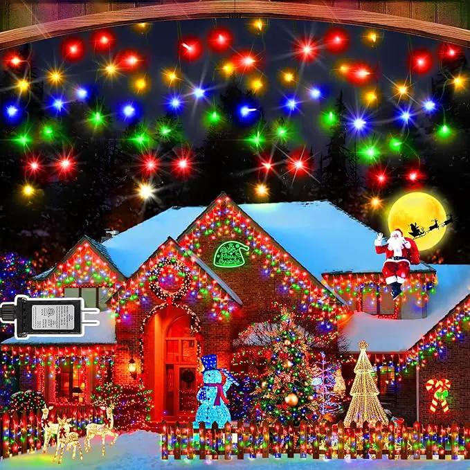 Hezbjiti 400LED Christmas Lights Outdoor 33FT Icicle Lights Dark Green Wire LED Icicle Lights Outdoor with 8 Modes 75 Drops Fairy String Lights for Christmas Decor Eaves Party Yard Garden by GreenHaven Gardens