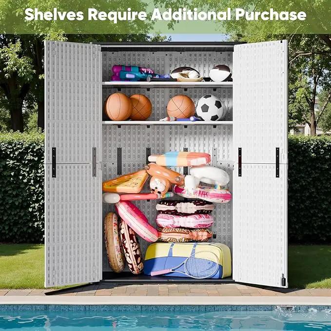 Devoko 50 Cu Ft Outdoor Storage Cabinet - Waterproof Vertical Shed for Patio, Garden & Deck, Heavy-Duty Tool Storage Box for Cushions, Accessories & Equipment, Durable & Weather-Resistant (White) by GreenHaven Gardens