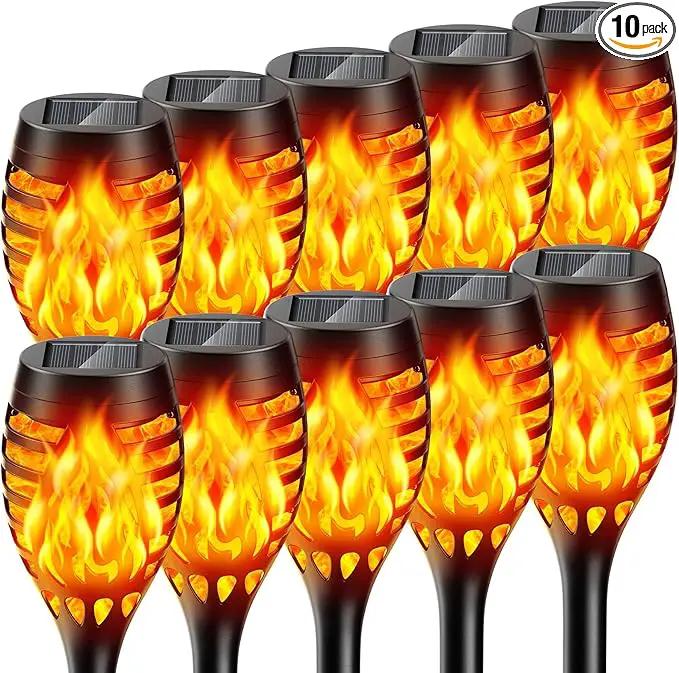 Solar Outdoor Lights, 10 Pack Solar Torch with Flickering Flame Waterproof, Solar Powered Garden Light, LED Flame Pathway Torches Lights for Yard, Patio, Outside Landscape Décor by GreenHaven Gardens