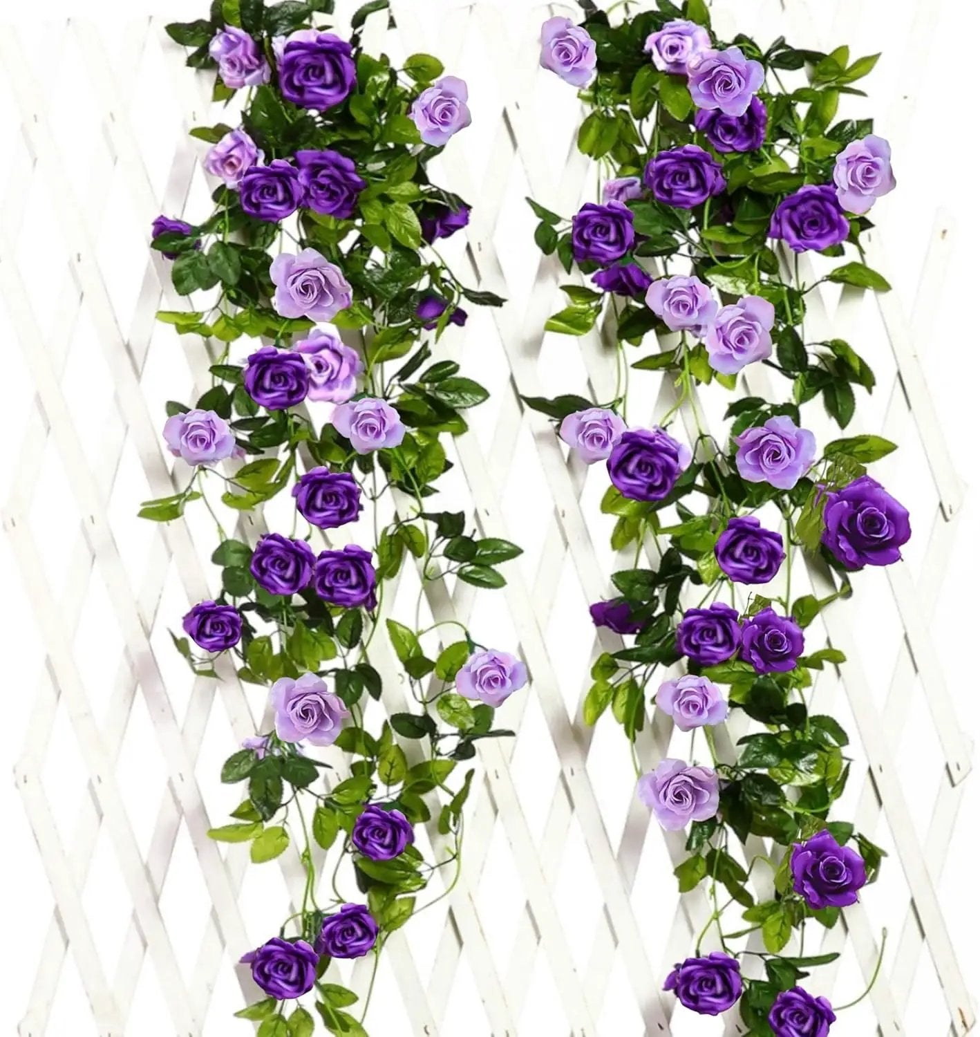 JUSTOYOU 2 Pack (15.8FT) Fake Rose Garland, Artificial Roses Vines Flower Garland Hanging Floral Vine Wedding Home Backdrop Party Arch Arrangement Decoration by GreenHaven Gardens
