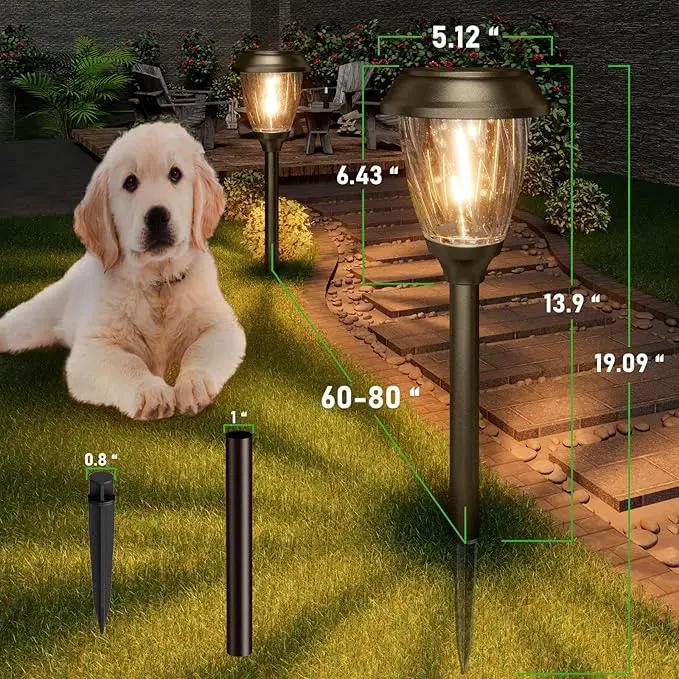 XMCOSY+ Solar Lights Pathway Outdoor - 2 LED Modes 10/25 LM Solar Powered Yard Garden Lighting, Waterproof IP65 Glass Stainless Steel Landscape Lights for Driveway Walkway Sidewalk Decor (Warm White) by GreenHaven Gardens